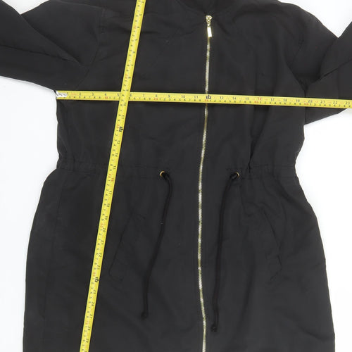 Boohoo Women’s Black Mid-Length Zip Parka Jacket Size M