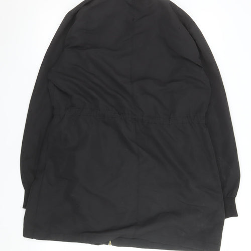 Boohoo Women’s Black Mid-Length Zip Parka Jacket Size M