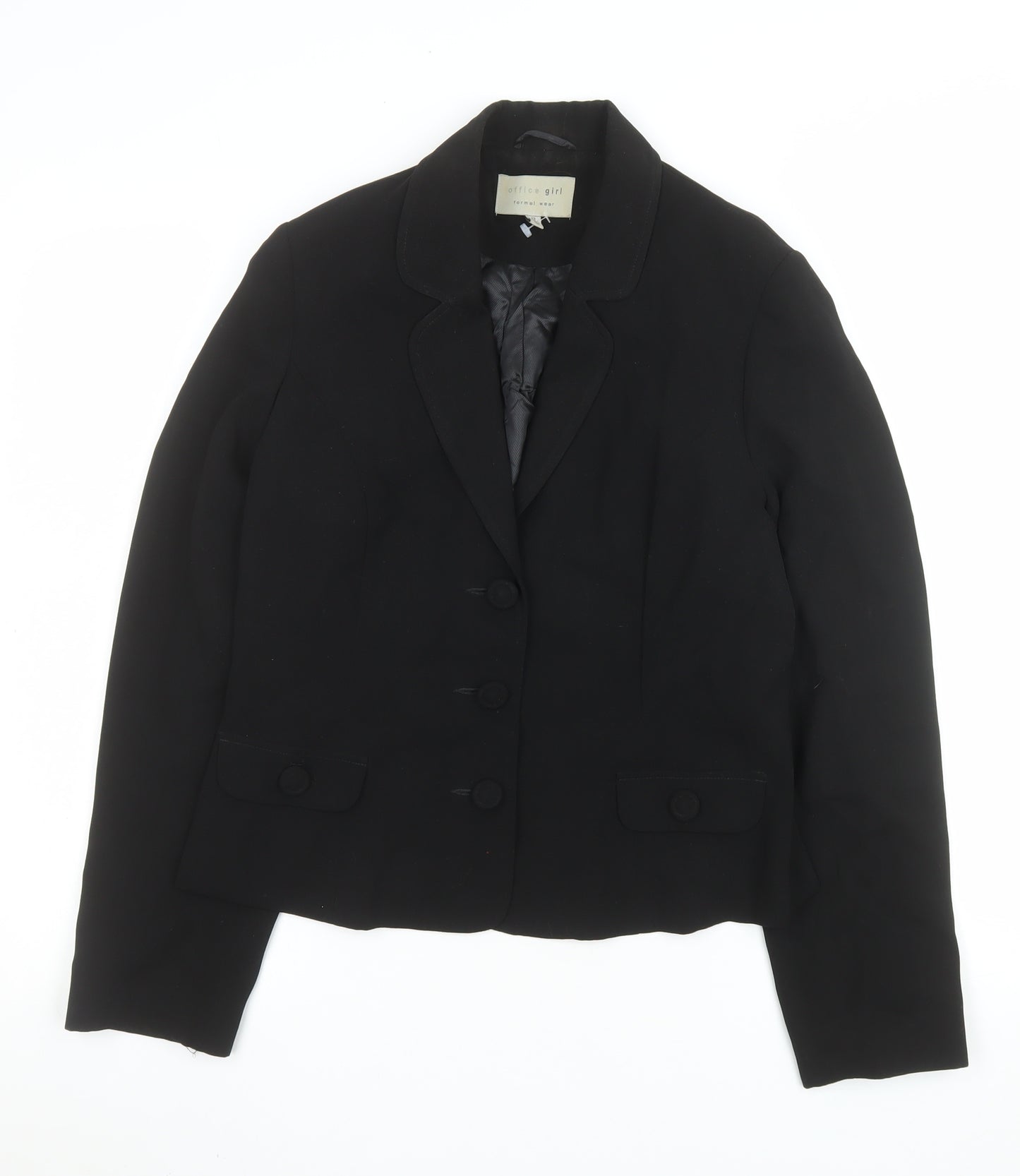 Office Girl Women's Black Size 12 Formal Suit Jacket Blazer Classic Workwear