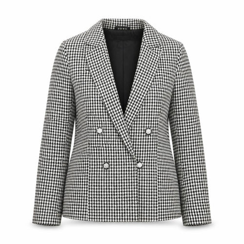 New Look Women Petite Black & White Houndstooth Double-Breasted Blazer UK 8