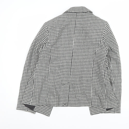 New Look Women Petite Black & White Houndstooth Double-Breasted Blazer UK 8