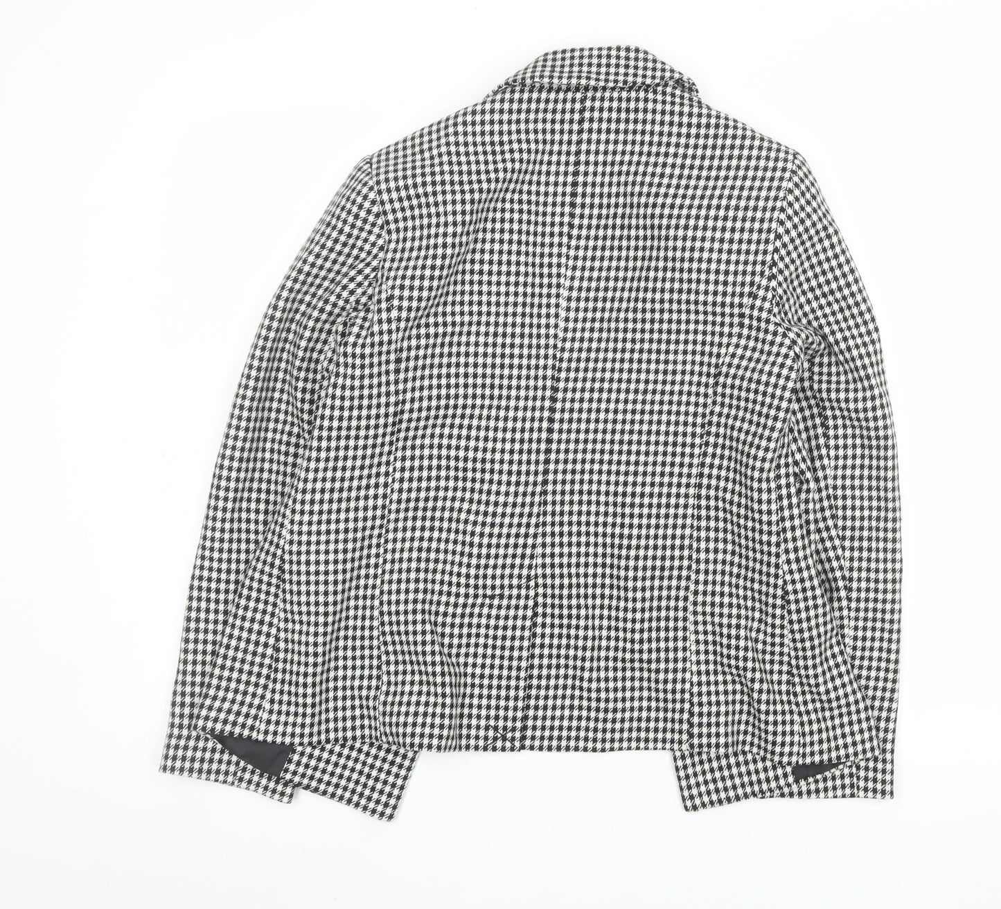 New Look Women Petite Black & White Houndstooth Double-Breasted Blazer UK 8