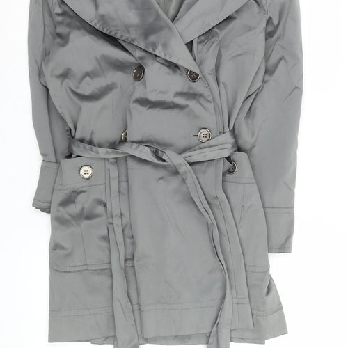 Changes by Together Women's Grey Trench Coat Size 18 Belted Mid-Length