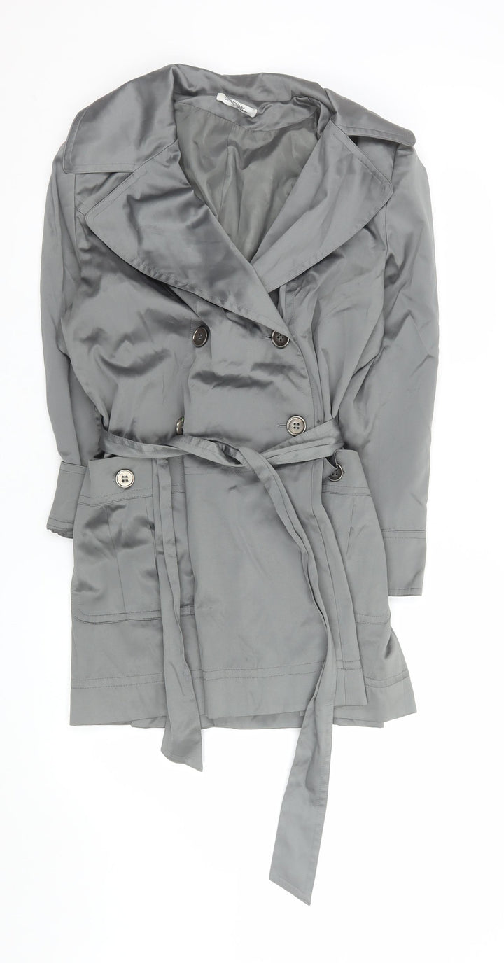 Changes by Together Women's Grey Trench Coat Size 18 Belted Mid-Length