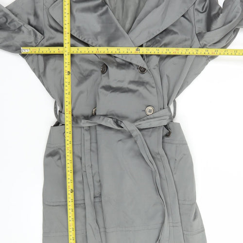 Changes by Together Women's Grey Trench Coat Size 18 Belted Mid-Length
