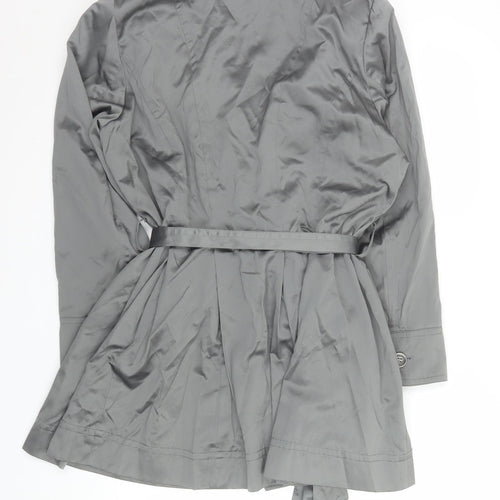 Changes by Together Women's Grey Trench Coat Size 18 Belted Mid-Length