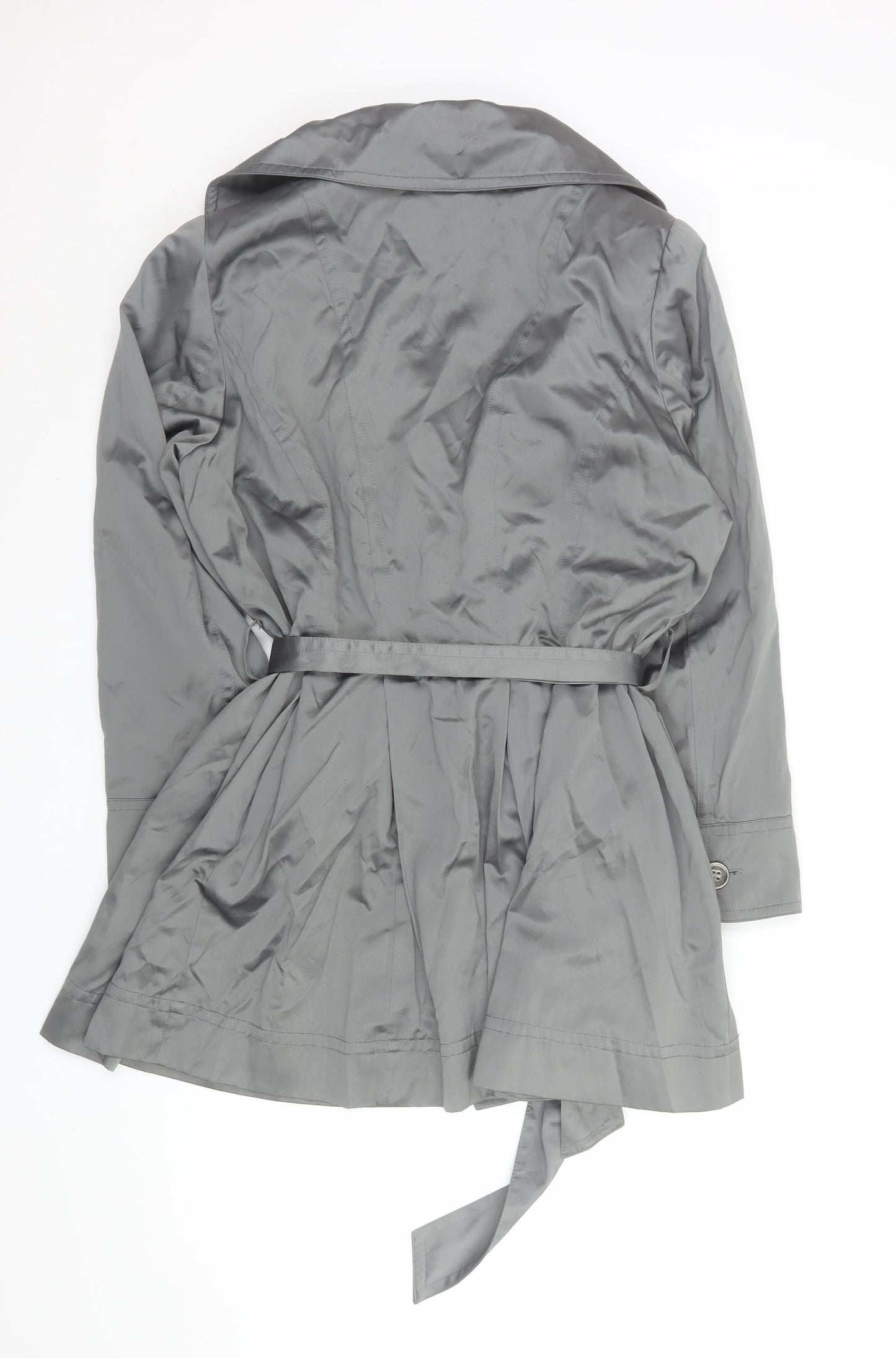 Changes by Together Women's Grey Trench Coat Size 18 Belted Mid-Length