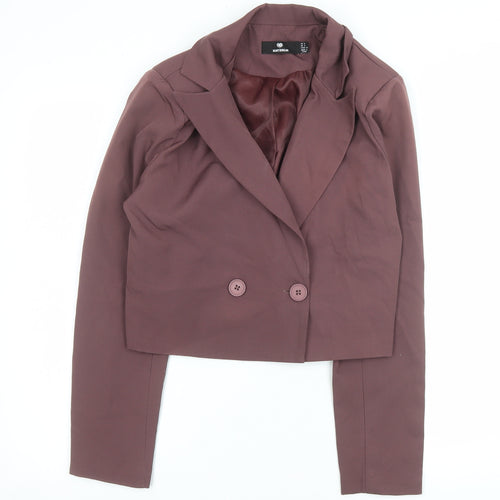 Heartbreak Women Brown Cropped Double-Breasted Blazer Size 8