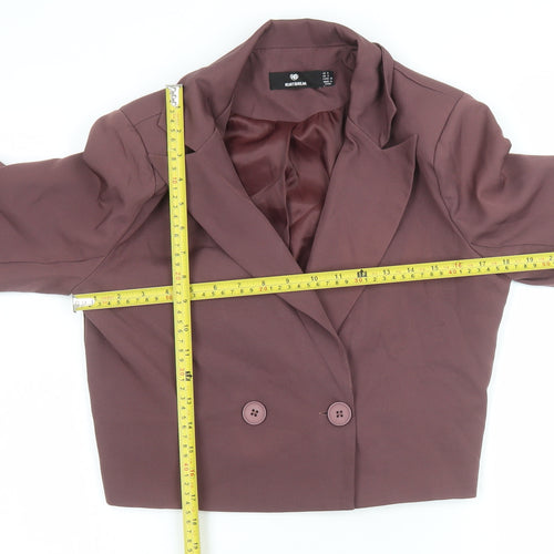 Heartbreak Women Brown Cropped Double-Breasted Blazer Size 8