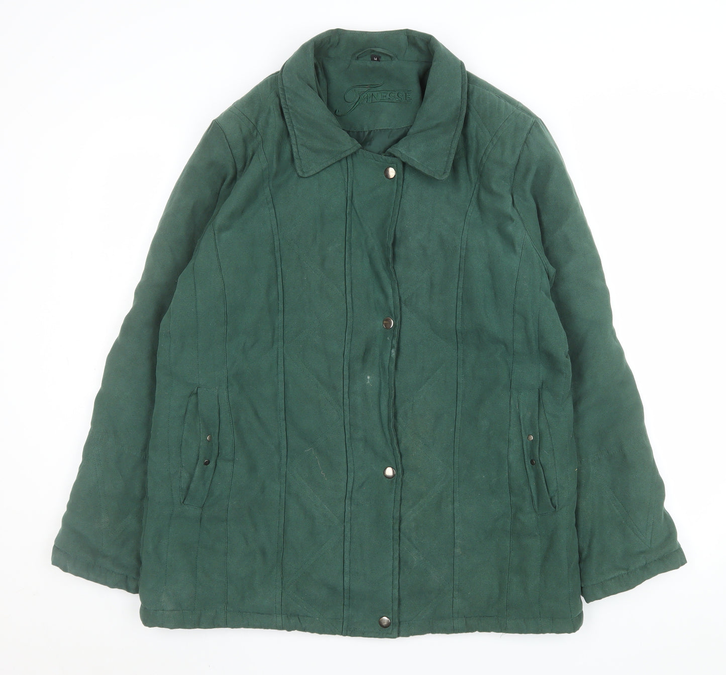 Finesse Women’s Green Quilted Mid-Length Jacket Size 14