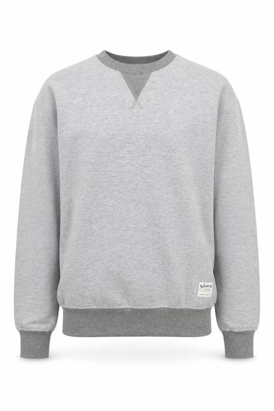 Front view of Primark men’s grey xs crew neck pullover fleece sweatshirt