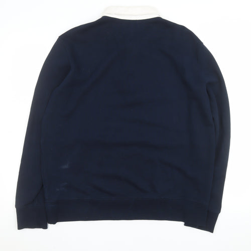 Marks and Spencer Men's Blue Collared Stripe Sweatshirt L Regular
