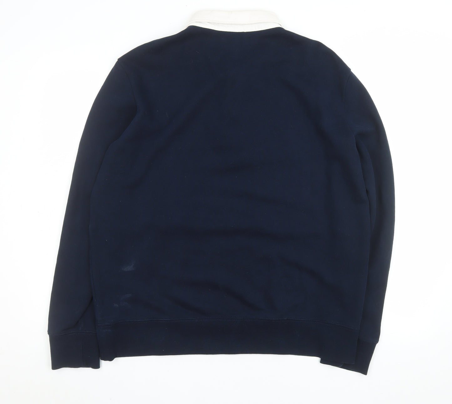 Marks and Spencer Men's Blue Collared Stripe Sweatshirt L Regular