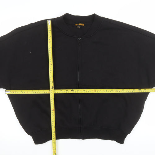 Rising Mens Black Cotton Blend Full Zip Casual Jacket L
