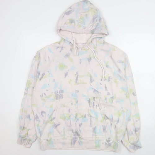 Zara Men’s Multicoloured Pullover Hoodie Medium Cotton Graphic