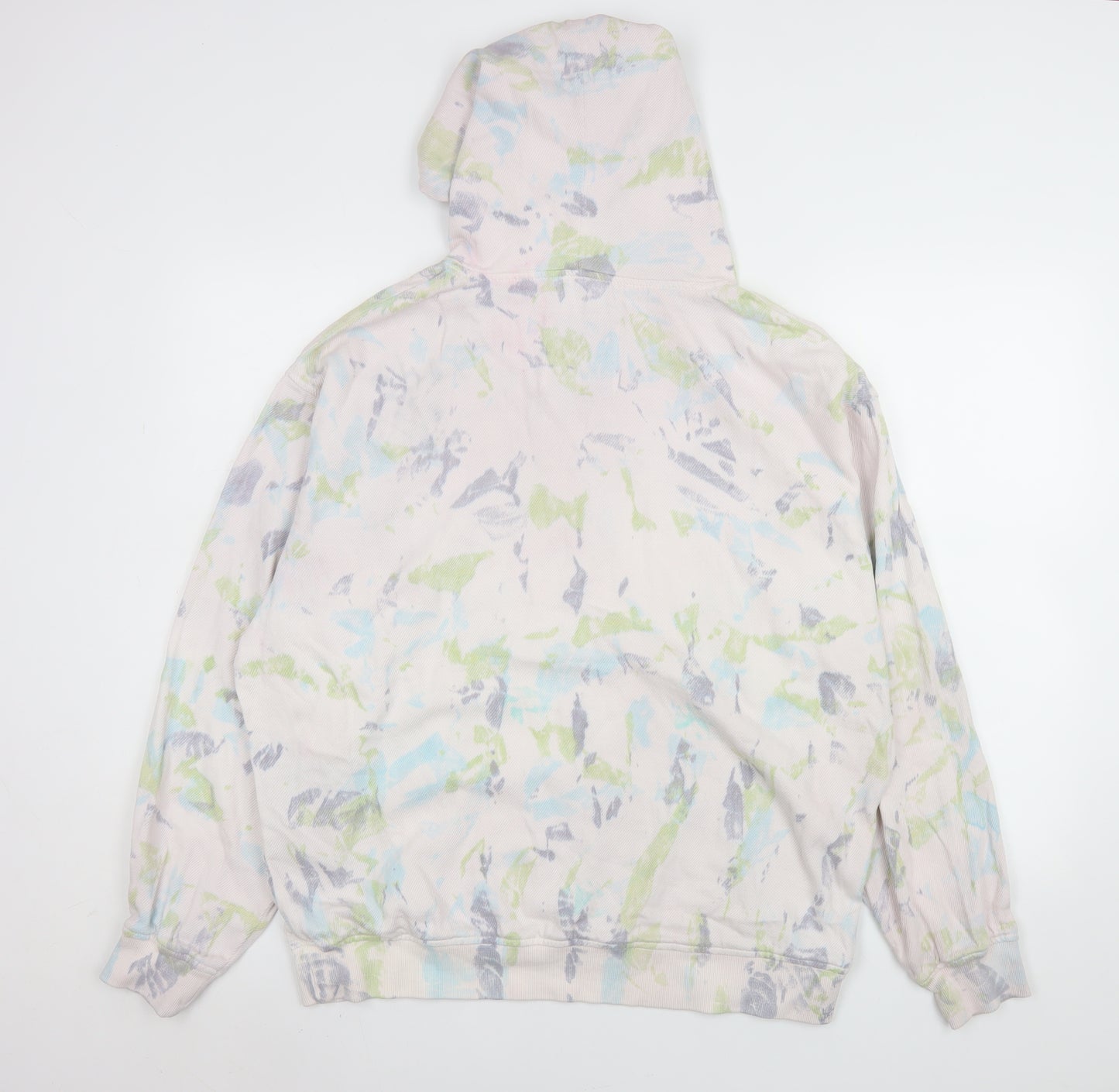 Zara Men’s Multicoloured Pullover Hoodie Medium Cotton Graphic
