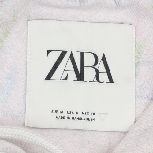 Zara Men’s Multicoloured Pullover Hoodie Medium Cotton Graphic