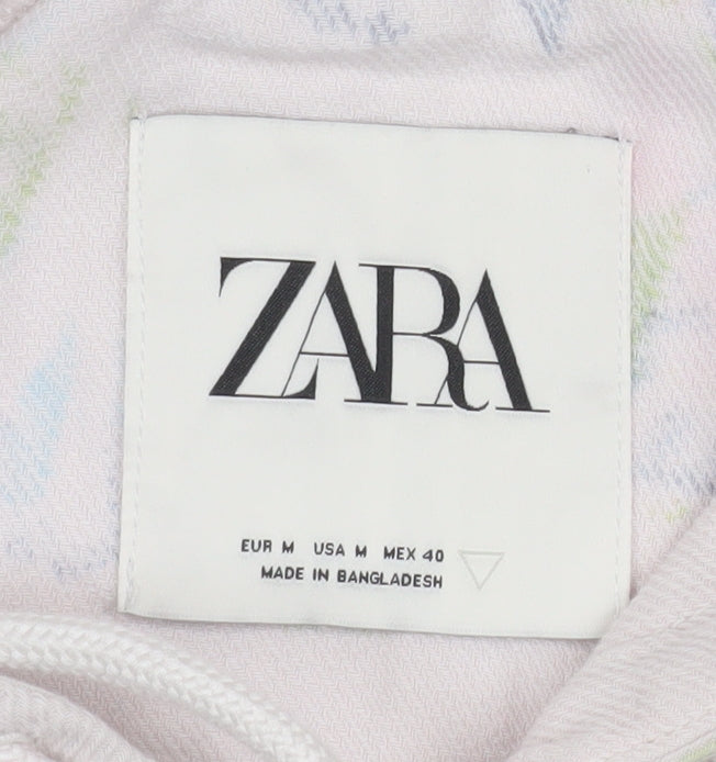 Zara Men’s Multicoloured Pullover Hoodie Medium Cotton Graphic