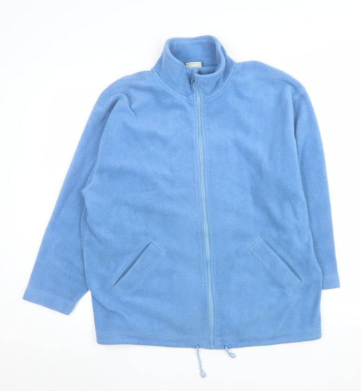 Eastex Men Blue Fleece Full Zip Jacket L Regular Fit Mid-Length
