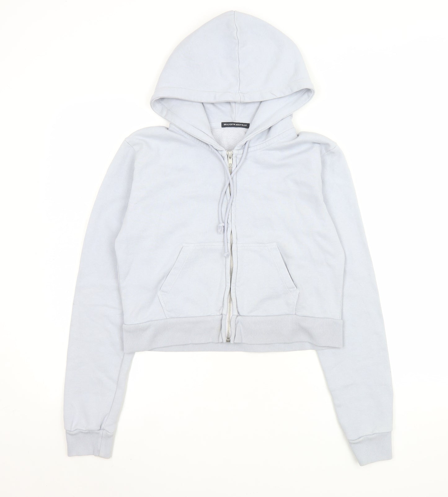 Brandy Melville Women’s Grey Cropped Hoodie Jacket size One Size