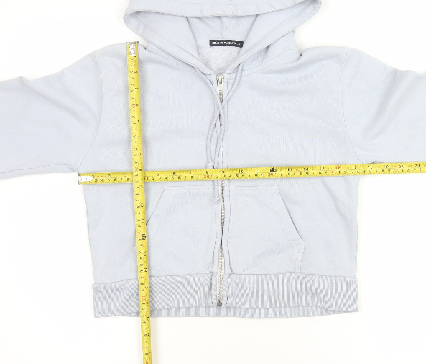 Brandy Melville Women’s Grey Cropped Hoodie Jacket size One Size