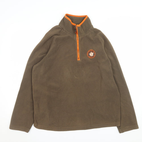 Luciano Mens Brown Fleece 1/4 Zip Pullover Sweatshirt Size M