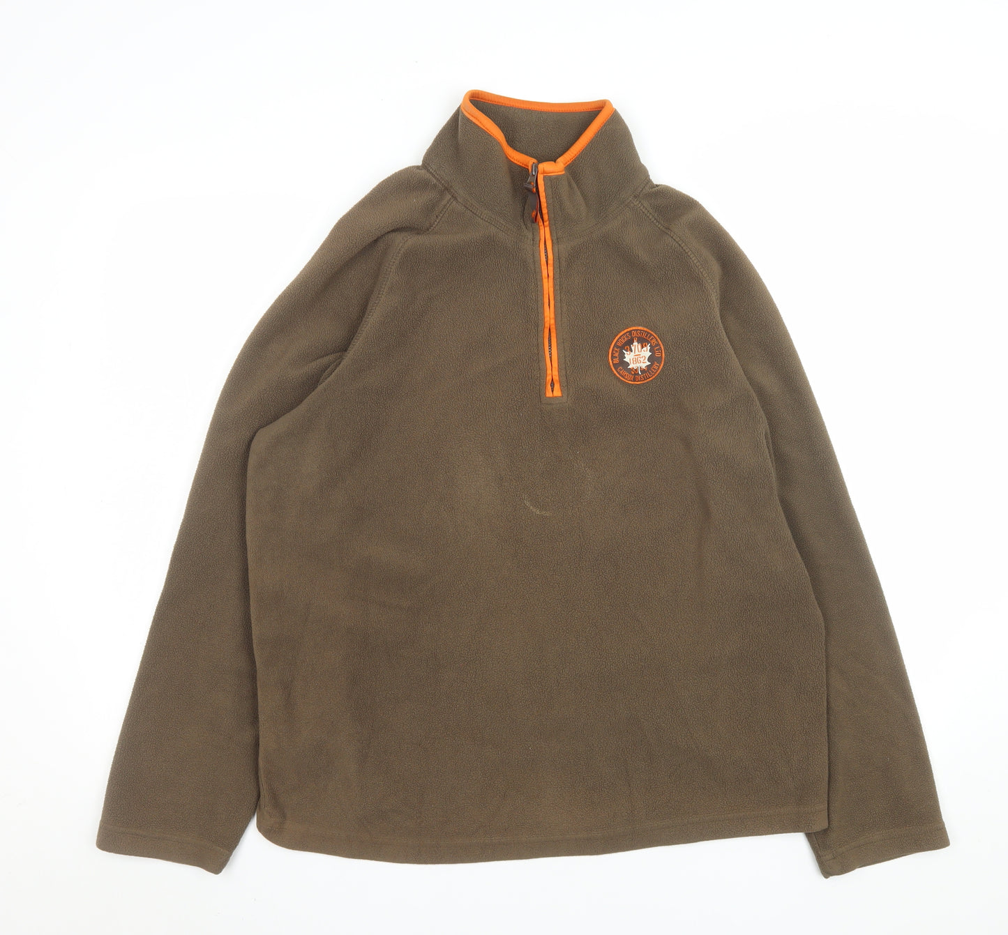 Luciano Mens Brown Fleece 1/4 Zip Pullover Sweatshirt Size M