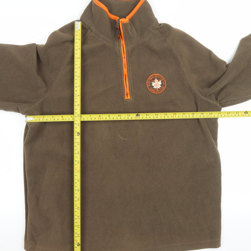 Luciano Mens Brown Fleece 1/4 Zip Pullover Sweatshirt Size M
