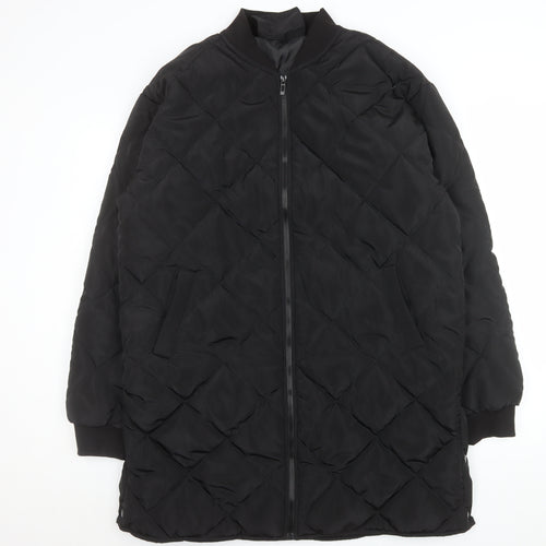 Boohoo Women’s Black Quilted Long Coat Size 10