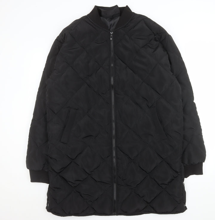 Boohoo Women’s Black Quilted Long Coat Size 10