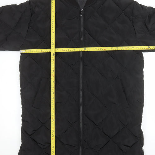 Boohoo Women’s Black Quilted Long Coat Size 10