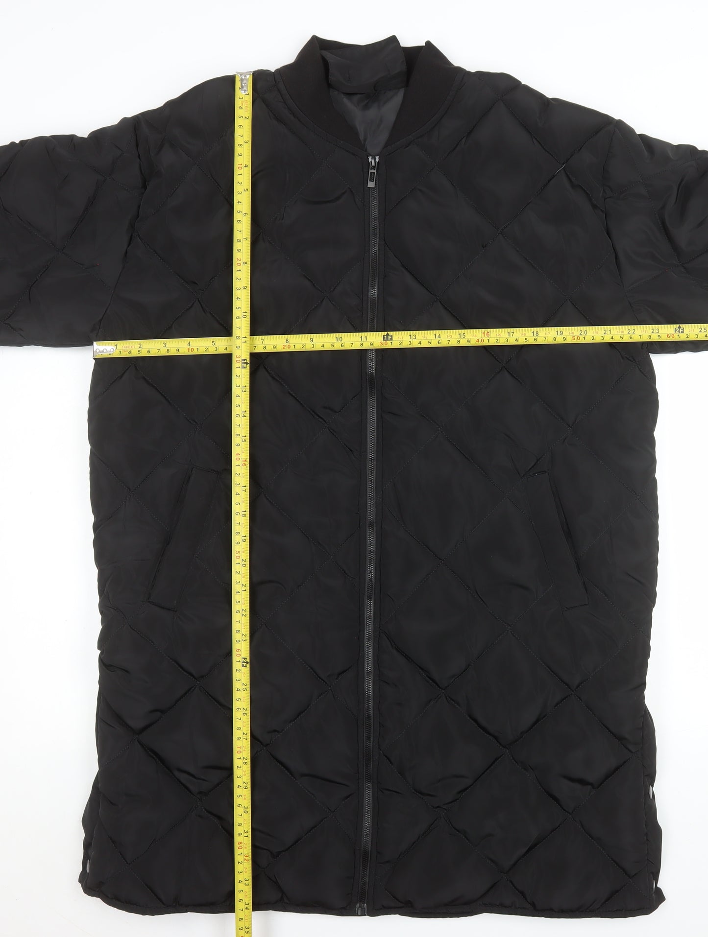 Boohoo Women’s Black Quilted Long Coat Size 10