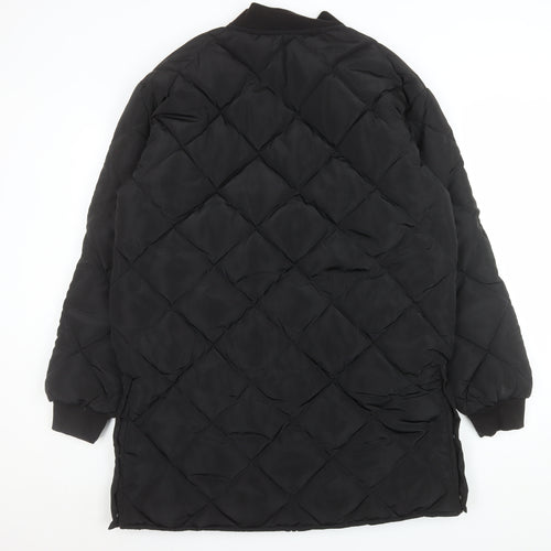 Boohoo Women’s Black Quilted Long Coat Size 10
