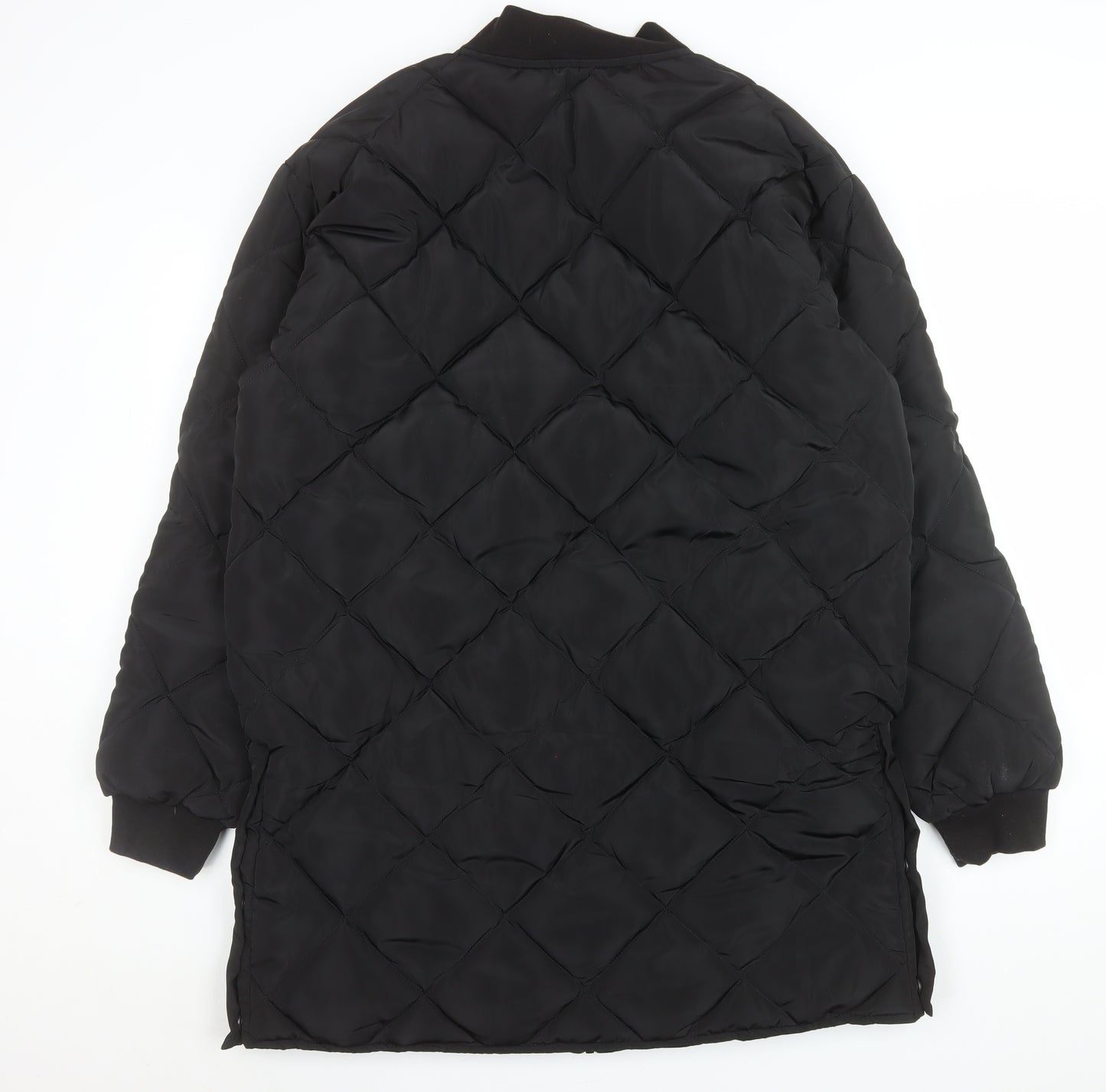 Boohoo Women’s Black Quilted Long Coat Size 10