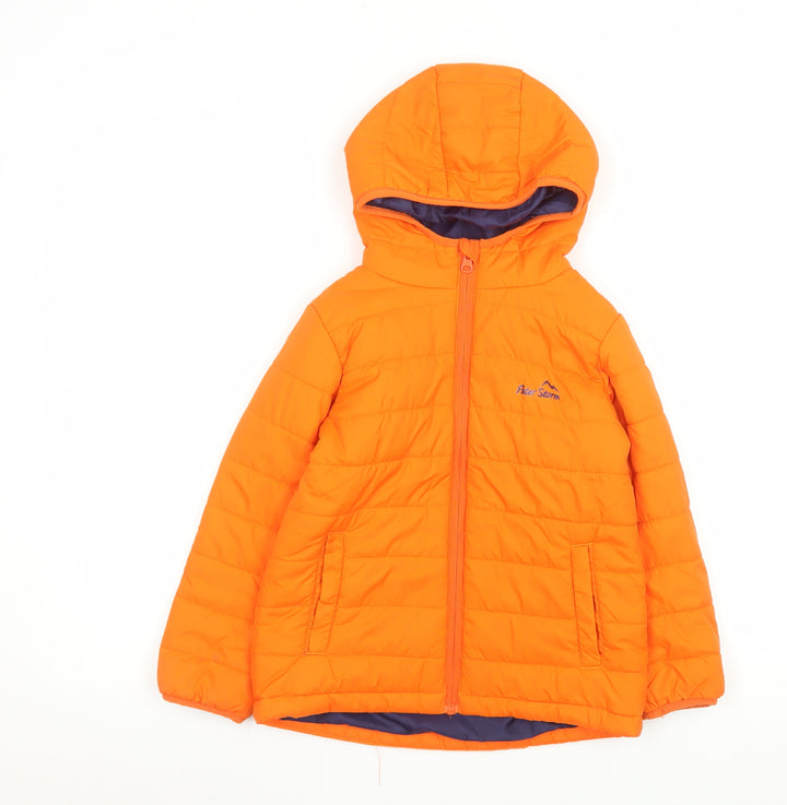 Peter Storm Boys Orange Hooded Puffer Jacket 5-6 Years Warm Waterproof Coat