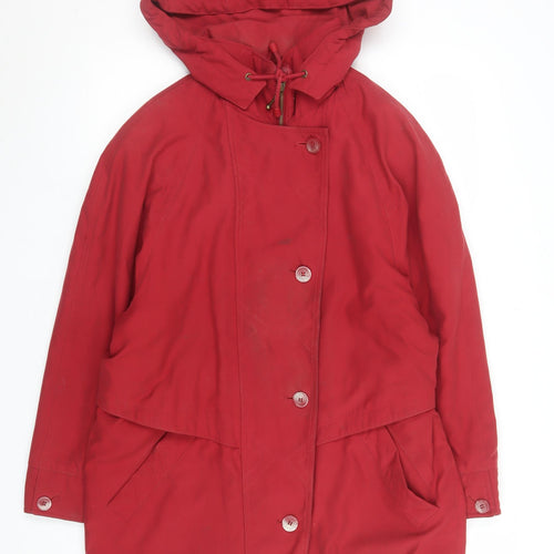 Dannimac Womens Red Hooded Mid-Length Rain Coat Size S