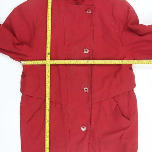 Dannimac Womens Red Hooded Mid-Length Rain Coat Size S