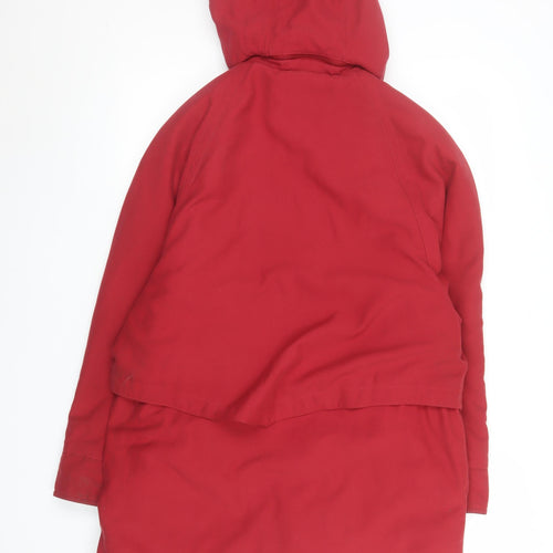 Dannimac Womens Red Hooded Mid-Length Rain Coat Size S