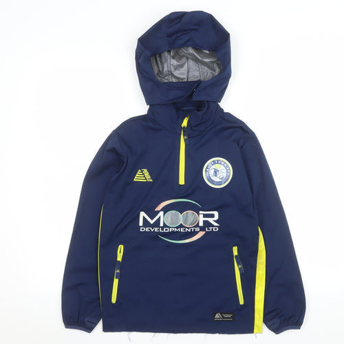 Prostar Boys Blue Football Anorak Jacket Size SY (30/32) Hooded 1/4 Zip