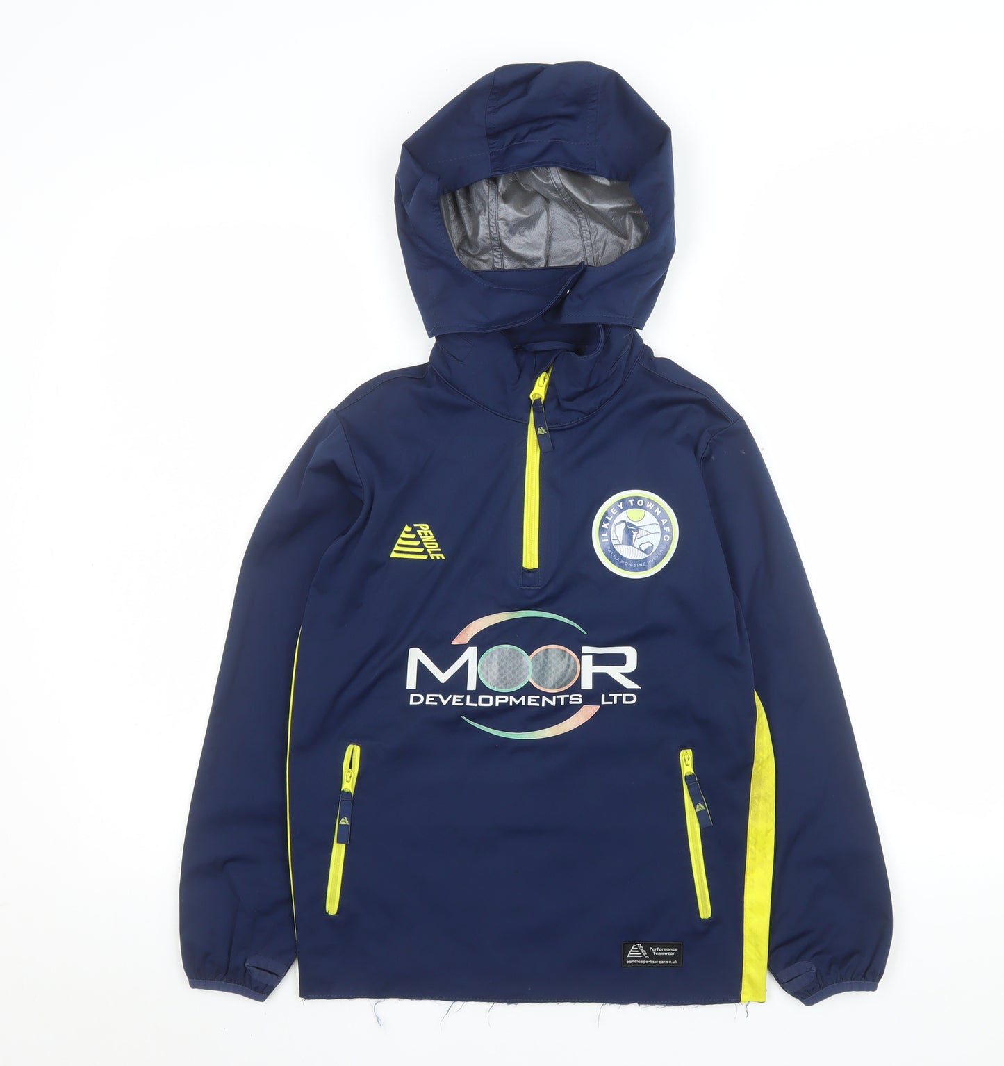 Prostar Boys Blue Football Anorak Jacket Size SY (30/32) Hooded 1/4 Zip