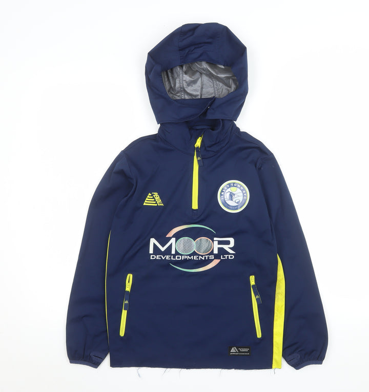 Prostar Boys Blue Football Anorak Jacket Size SY (30/32) Hooded 1/4 Zip