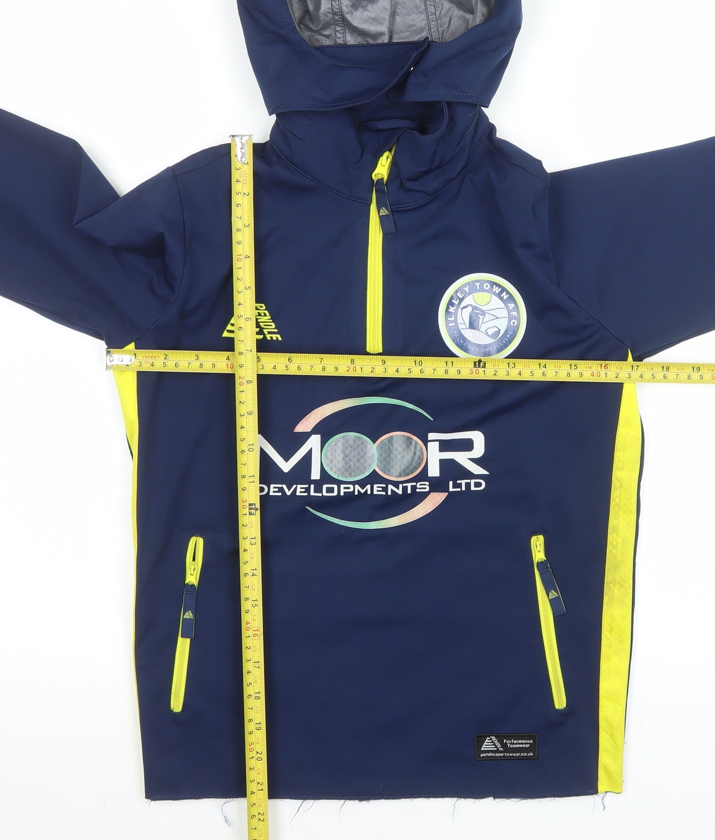 Prostar Boys Blue Football Anorak Jacket Size SY (30/32) Hooded 1/4 Zip