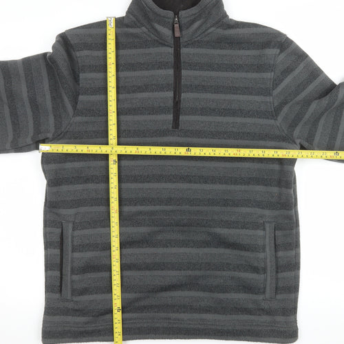 Marks and Spencer Men's Grey Striped 1/2 Zip Fleece Sweatshirt Size M