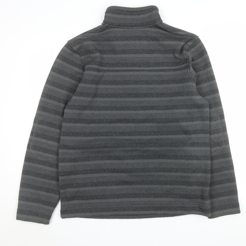 Marks and Spencer Men's Grey Striped 1/2 Zip Fleece Sweatshirt Size M