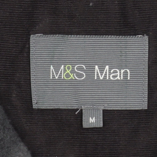 Marks and Spencer Men's Grey Striped 1/2 Zip Fleece Sweatshirt Size M