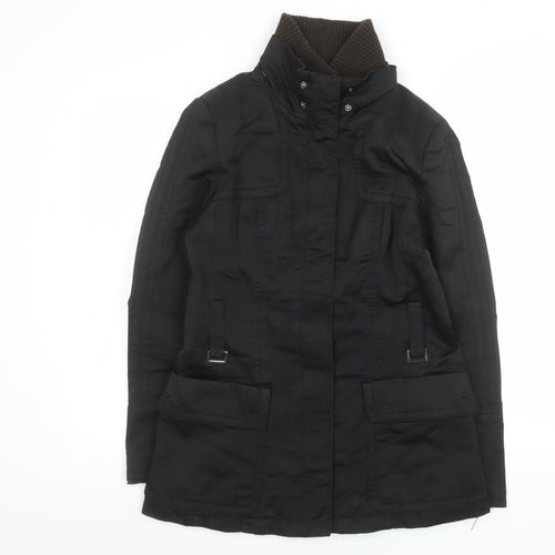 Zara Men Black M Military Coat Cotton Blend Mid-Length Jacket