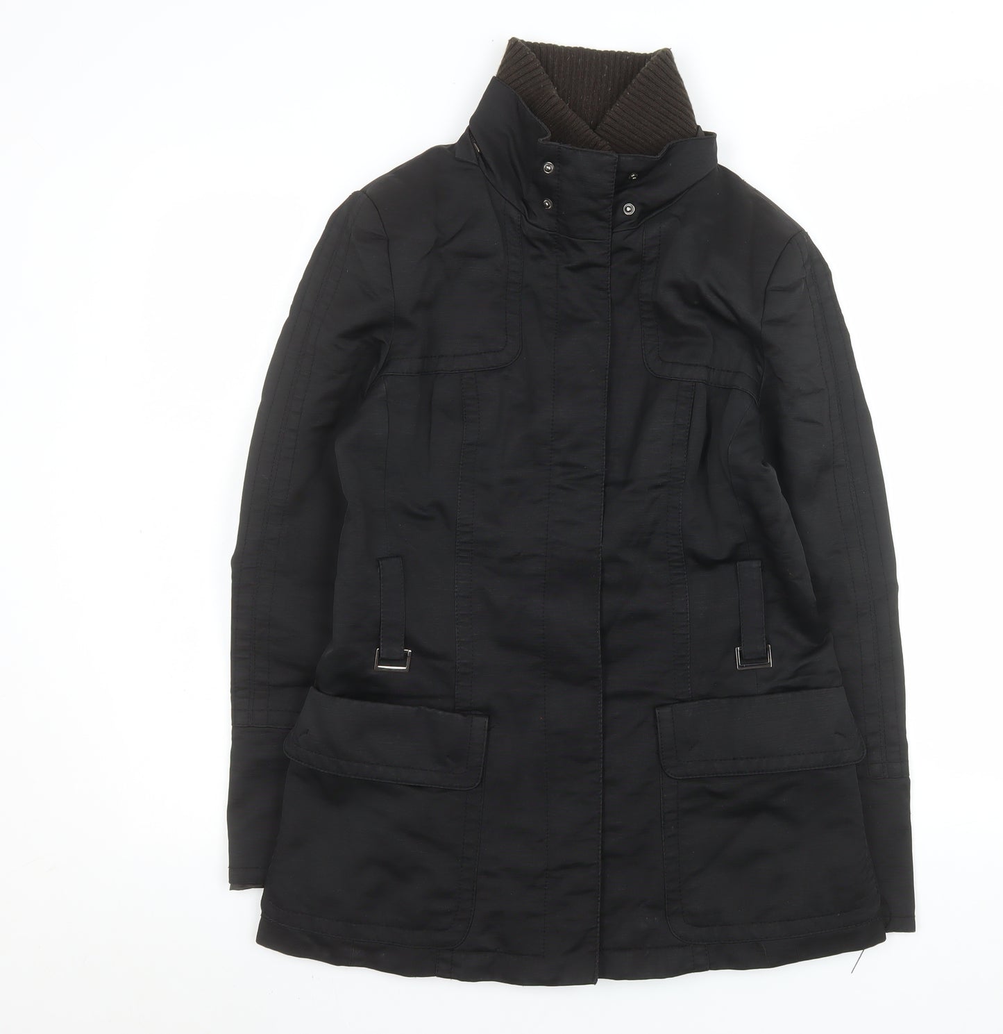 Zara Men Black M Military Coat Cotton Blend Mid-Length Jacket