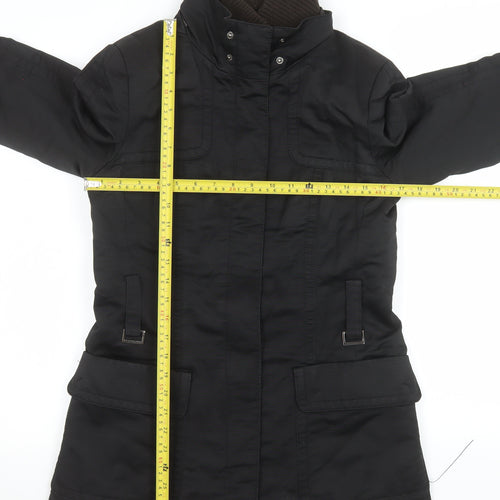 Zara Men Black M Military Coat Cotton Blend Mid-Length Jacket