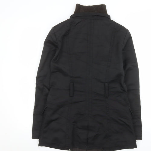 Zara Men Black M Military Coat Cotton Blend Mid-Length Jacket