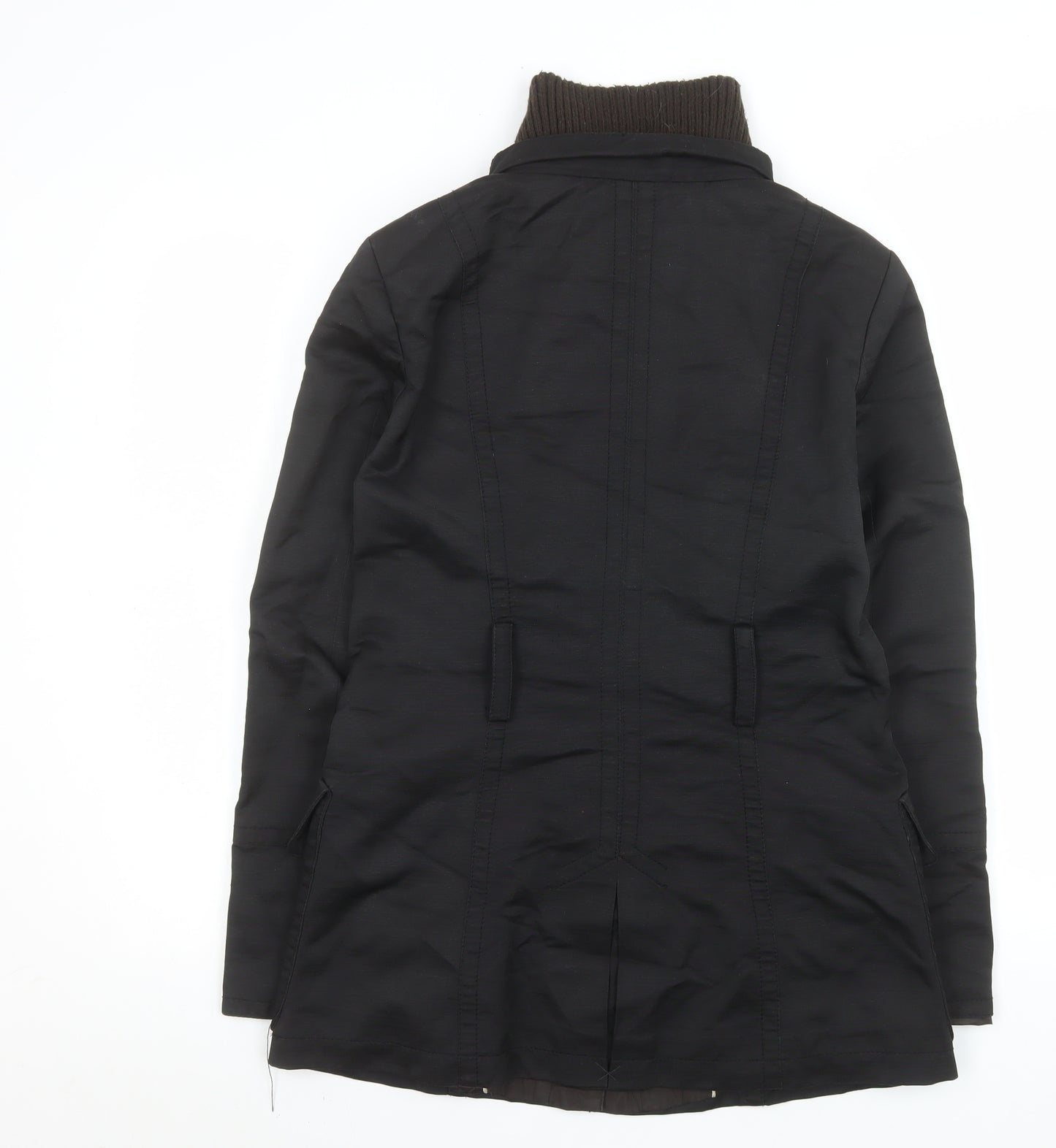 Zara Men Black M Military Coat Cotton Blend Mid-Length Jacket